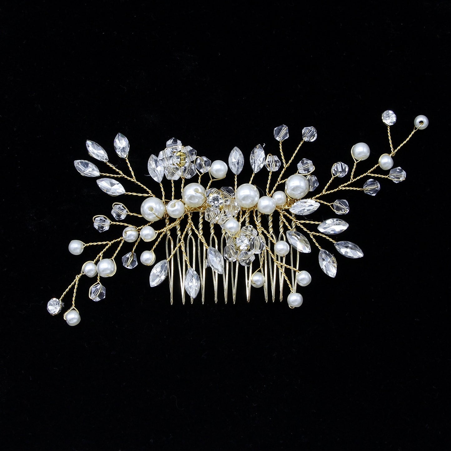 Pearl Hair Comb Gold