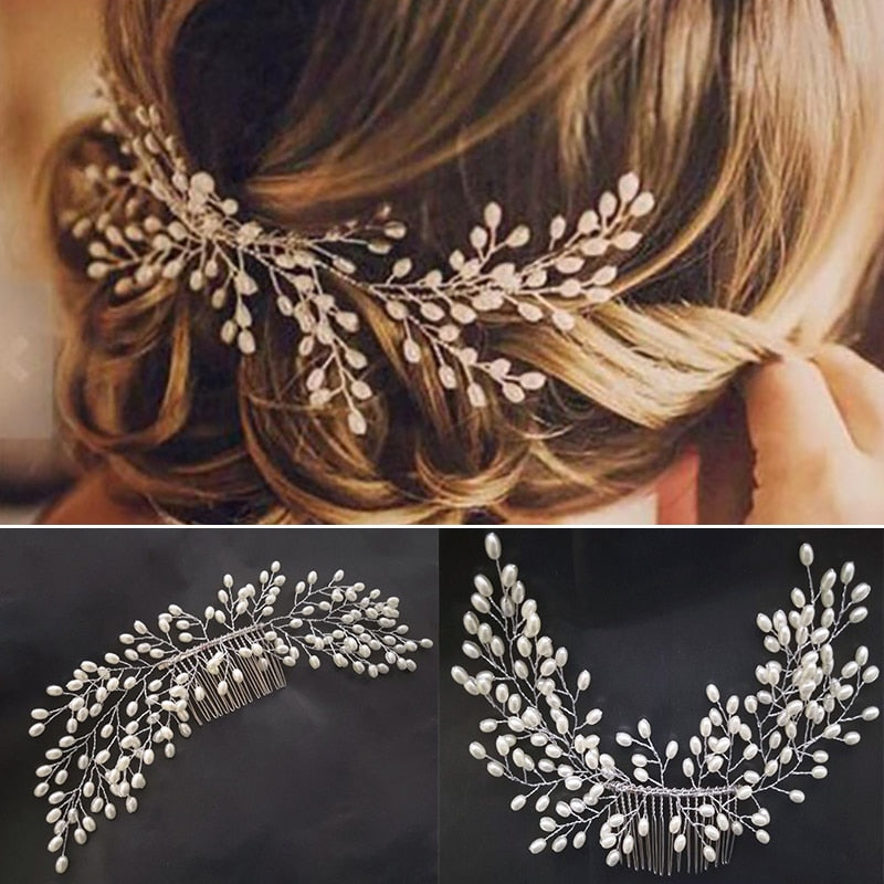 Elegant Baby's Breath Pearls Hair Comb