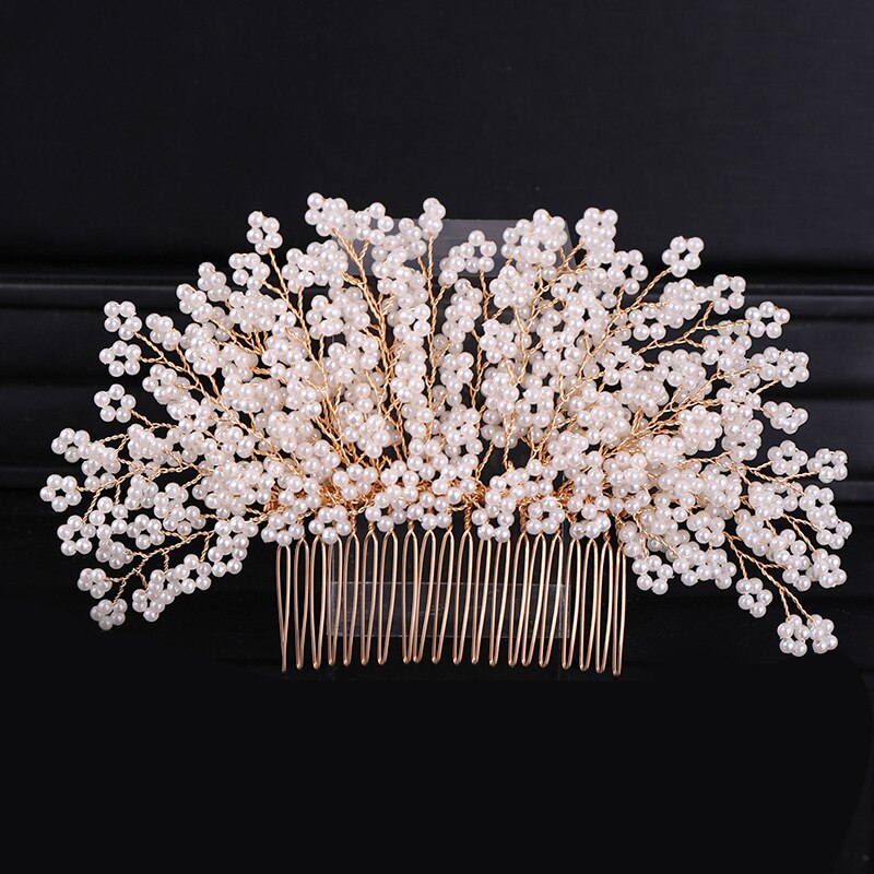 Elegant Baby's Breath Pearls Hair Comb