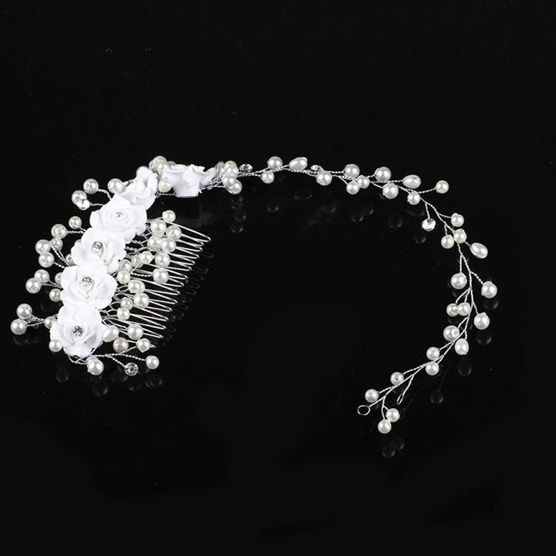 Elegant Pearls/Roses Hair Comb