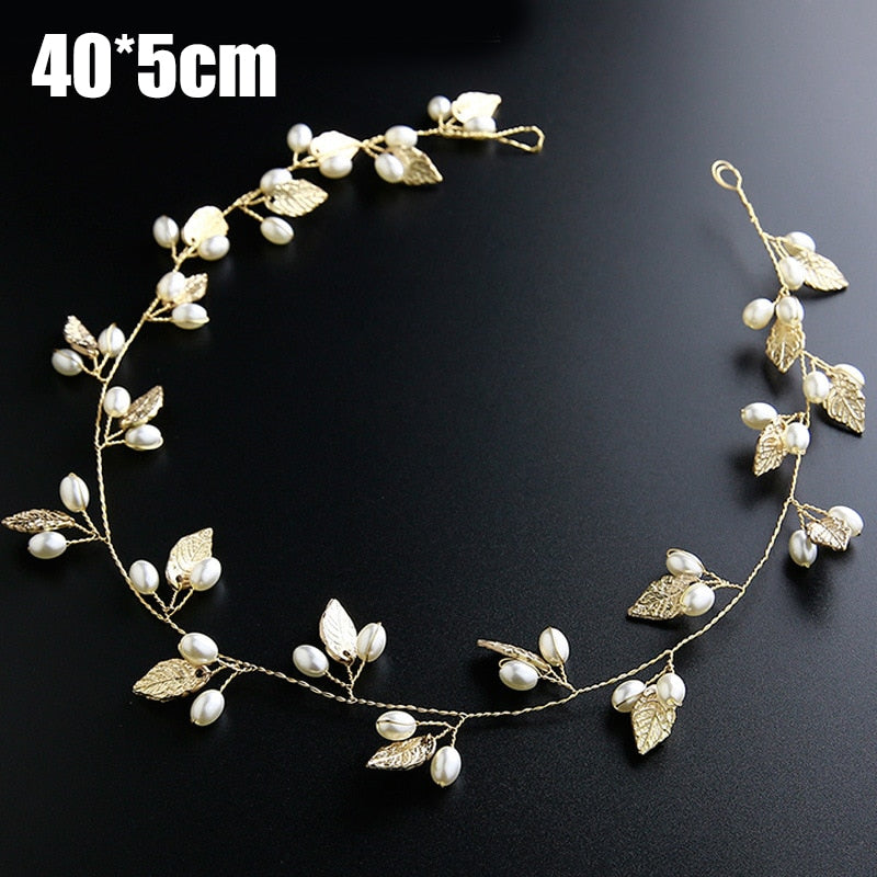 Floral Pearl Tiara Gold