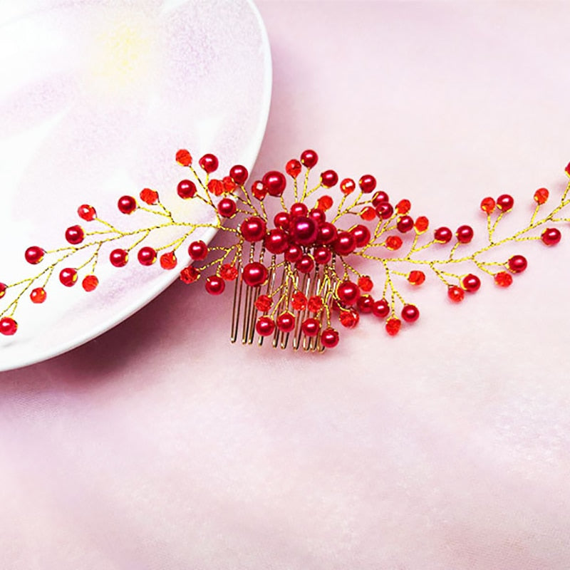 Elegant Berry Red Hair Comb