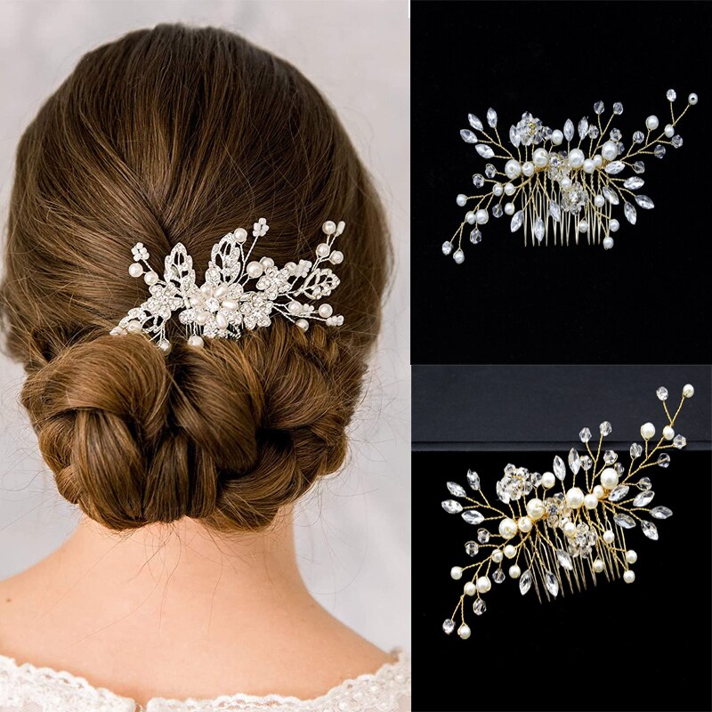 Pearl Hair Comb Gold