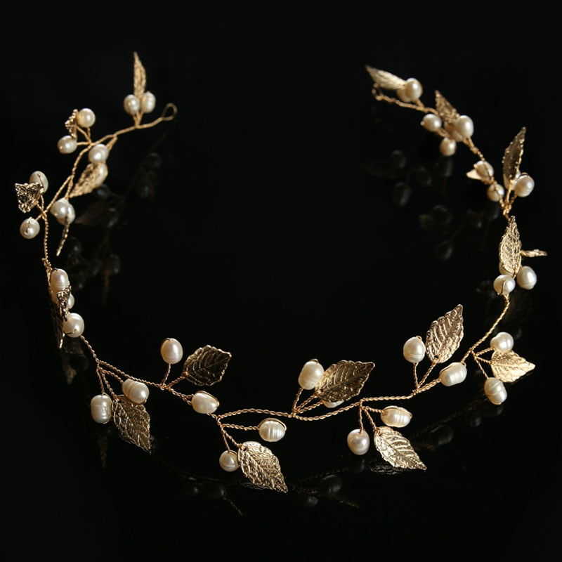 Floral Pearl Tiara Gold